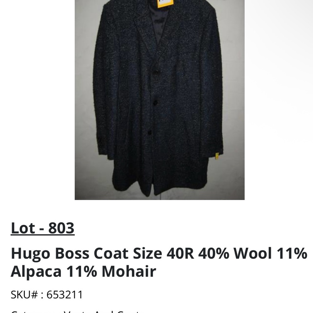 Hugo Boss Dark Gray Wool Blend Coat